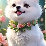 Adorable dog with AI technology - A cute dog posing for a photo with AI technology to enhance image quality.