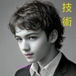 Handsome man with Ai technology in Japanese text - SEO-friendly alt text for image