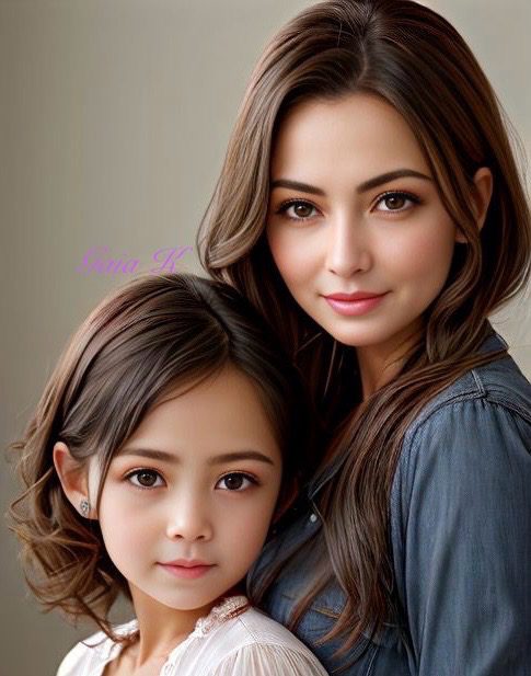 AI母女美女 - Beautiful mother-daughter duo in artificial intelligence concept image