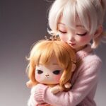 Adorable Ai mother-daughter dolls in traditional attire