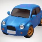 Blue car driving in scenic countryside- Ai~藍色汽車