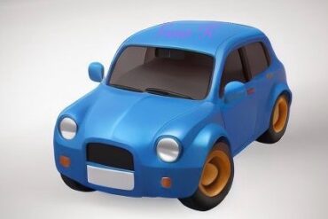 Blue car driving in scenic countryside- Ai~藍色汽車